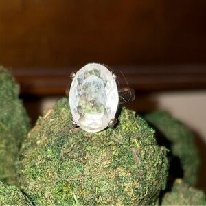 Elegant Large Cubic Zirconia Solitaire Set in Silver